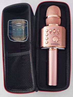 BONAOK Wireless Bluetooth Karaoke Microphone Rose Gold
